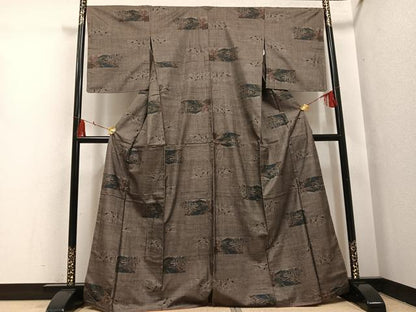 平和屋着物●本場大島紬　カタス9マルキ　風景文　正絹　逸品　未使用　AABH4162ph