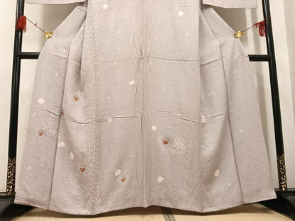 平和屋着物●訪問着　絞り　刺繍　雪輪花文　金糸　正絹　逸品　AABH4164ph