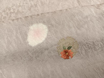 平和屋着物●訪問着　絞り　刺繍　雪輪花文　金糸　正絹　逸品　AABH4164ph