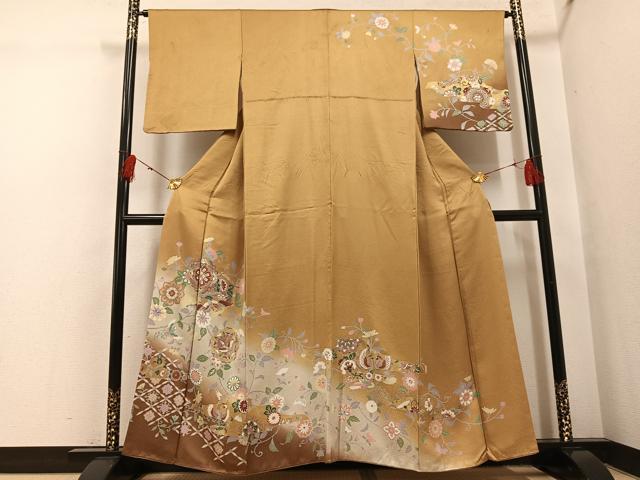 平和屋着物●訪問着　鳳凰花唐草文　暈し染め　金彩　正絹　逸品　AABH4165ph