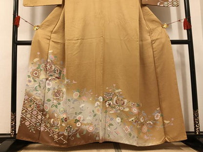 平和屋着物●訪問着　鳳凰花唐草文　暈し染め　金彩　正絹　逸品　AABH4165ph