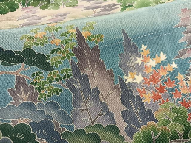 平和屋着物●十日町友禅作家　岡村蒼風　色留袖　会津磐梯山　暈し染め　正絹　逸品　AABH4166ph