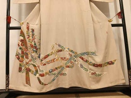 平和屋着物●本加賀友禅作家　窪田裕兆　色留袖　草花青海波　正絹　逸品　AABH4167ph