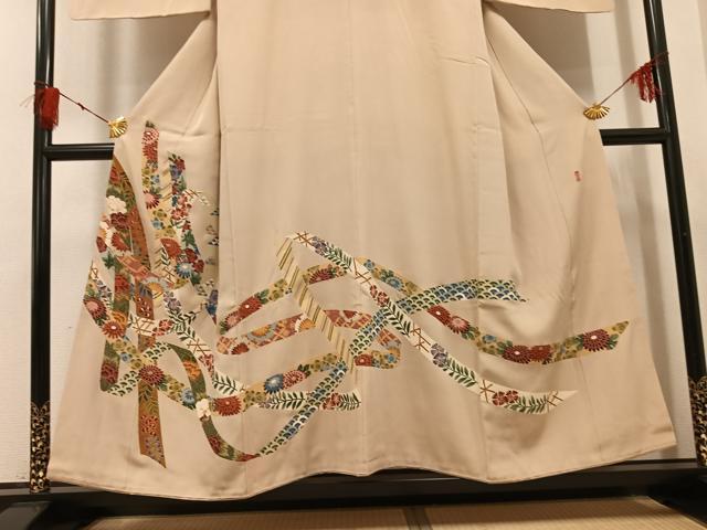 平和屋着物●本加賀友禅作家　窪田裕兆　色留袖　草花青海波　正絹　逸品　AABH4167ph