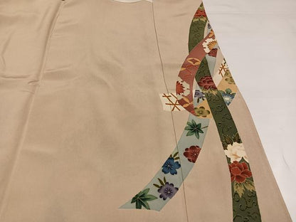 平和屋着物●本加賀友禅作家　窪田裕兆　色留袖　草花青海波　正絹　逸品　AABH4167ph