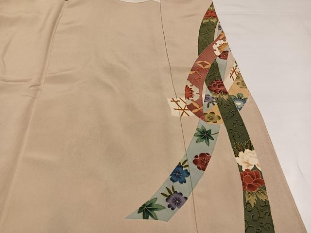 平和屋着物●本加賀友禅作家　窪田裕兆　色留袖　草花青海波　正絹　逸品　AABH4167ph