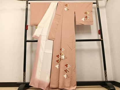 平和屋着物●訪問着　友禅　刺繍　松竹梅宝尽くし　金彩　正絹　逸品　AABH4168ph