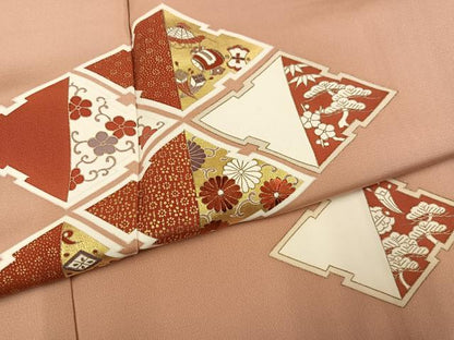 平和屋着物●訪問着　友禅　刺繍　松竹梅宝尽くし　金彩　正絹　逸品　AABH4168ph