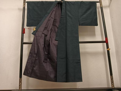 平和屋着物●男性　紬　アンサンブル　色無地　百入茶色　正絹　逸品　AABH4172ph