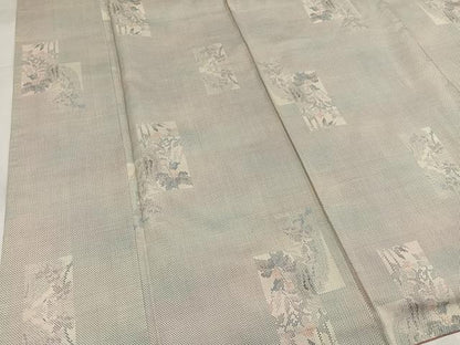 平和屋着物●本場大島紬　白大島　一元7マルキ　草花文　正絹　逸品　AABH4174ph