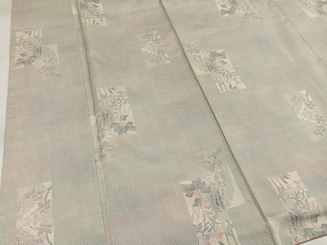 平和屋着物●本場大島紬　白大島　一元7マルキ　草花文　正絹　逸品　AABH4174ph