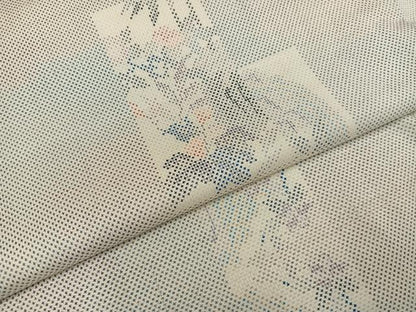 平和屋着物●本場大島紬　白大島　一元7マルキ　草花文　正絹　逸品　AABH4174ph