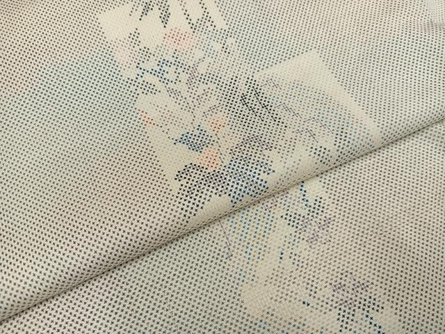 平和屋着物●本場大島紬　白大島　一元7マルキ　草花文　正絹　逸品　AABH4174ph
