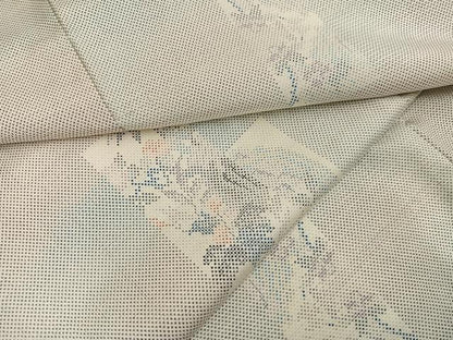 平和屋着物●本場大島紬　白大島　一元7マルキ　草花文　正絹　逸品　AABH4174ph