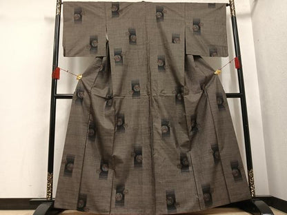 平和屋着物●本場大島紬　カタス7マルキ　花丸文　正絹　逸品　AABH4177ph
