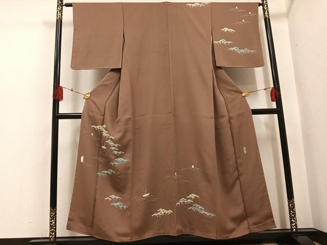 平和屋着物●名門・上野家　上野街子　清染居　訪問着　浜松船文　正絹　逸品　AABH4179ph