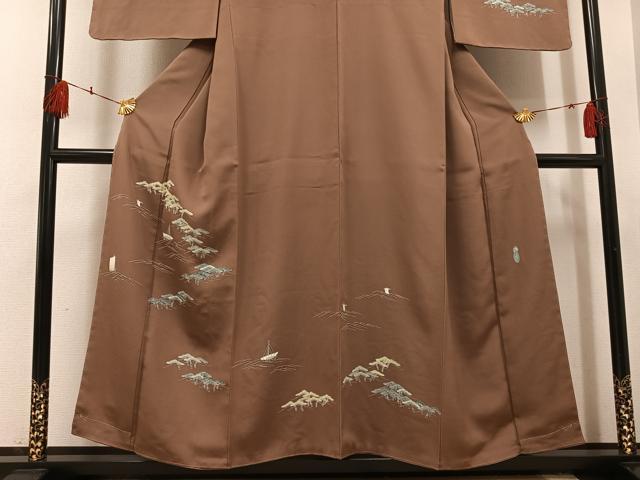 平和屋着物●名門・上野家　上野街子　清染居　訪問着　浜松船文　正絹　逸品　AABH4179ph
