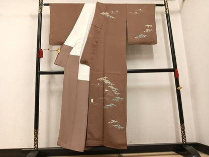 平和屋着物●名門・上野家　上野街子　清染居　訪問着　浜松船文　正絹　逸品　AABH4179ph