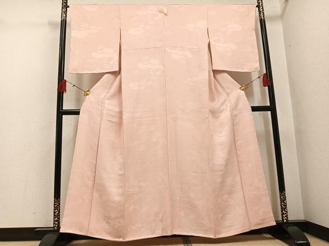 平和屋着物●上質な色無地　流水花地紋　肌色　正絹　逸品　未使用　AABH4181ph