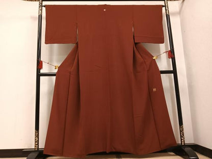 平和屋着物●上質な色無地　作家物　革色　正絹　逸品　AABH4182ph