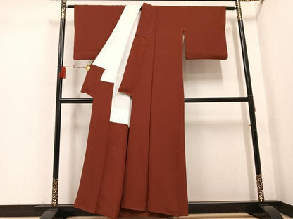平和屋着物●上質な色無地　作家物　革色　正絹　逸品　AABH4182ph