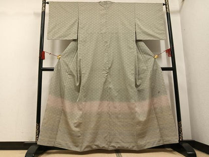平和屋着物●訪問着　お召　作家物　花地紋　暈し染め　正絹　逸品　AABH4183ph
