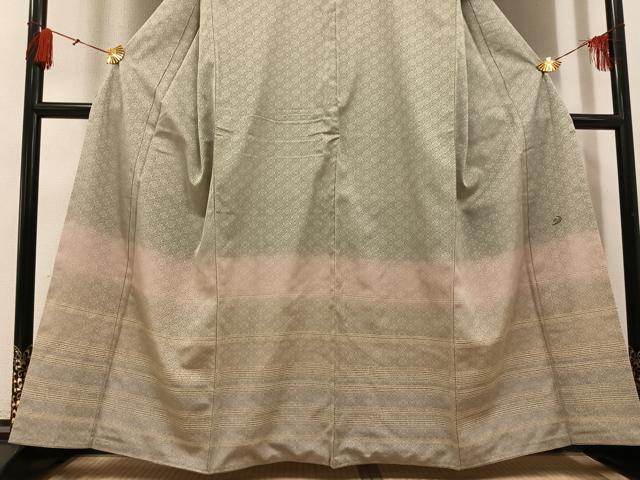 平和屋着物○訪問着 お召 作家物 花地紋 暈し染め 正絹 逸品