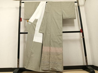 平和屋着物●訪問着　お召　作家物　花地紋　暈し染め　正絹　逸品　AABH4183ph