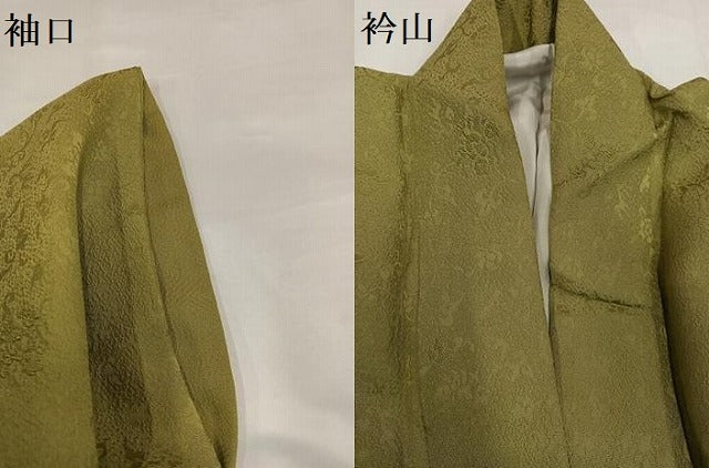 平和屋着物●上質な色無地　花唐草地紋　木蘭色　正絹　逸品　AABH4184ph