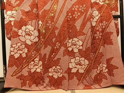 平和屋着物●豪華振袖　絞り　草花文　金彩　正絹　逸品　AABH4185ph