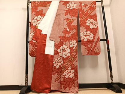 平和屋着物●豪華振袖　絞り　草花文　金彩　正絹　逸品　AABH4185ph