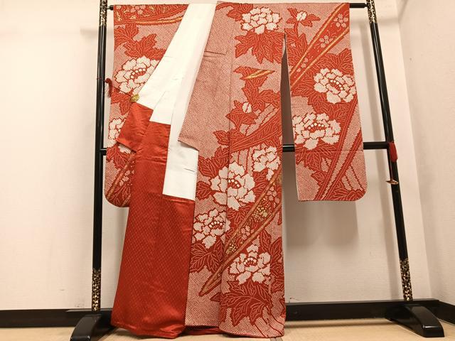 平和屋着物●豪華振袖　絞り　草花文　金彩　正絹　逸品　AABH4185ph