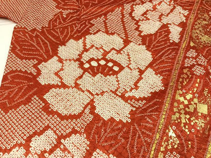 平和屋着物●豪華振袖　絞り　草花文　金彩　正絹　逸品　AABH4185ph