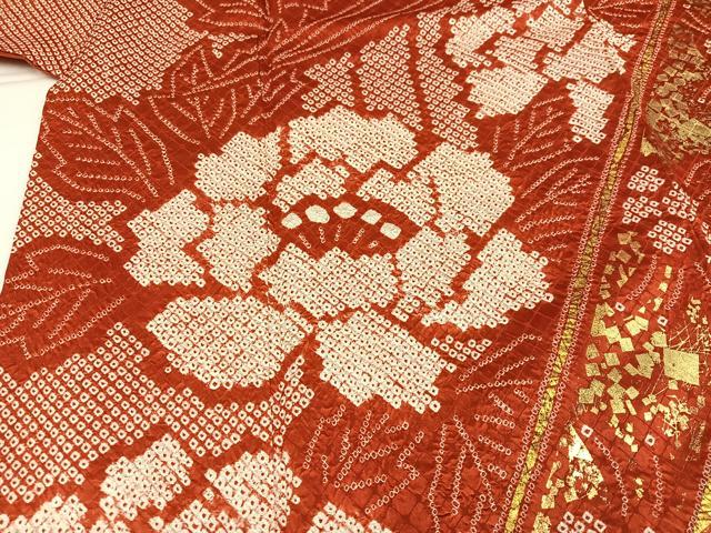 平和屋着物●豪華振袖　絞り　草花文　金彩　正絹　逸品　AABH4185ph