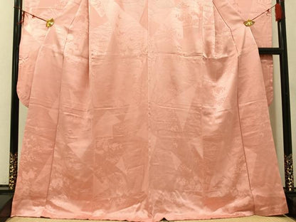 平和屋着物●豪華振袖　花蝶地紋　色無地　一斤染色　正絹　逸品　AABH4186ph
