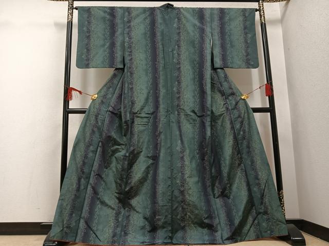 平和屋着物●本場大島紬　花唐草間道　正絹　逸品　AABH4187ph