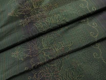 平和屋着物●本場大島紬　花唐草間道　正絹　逸品　AABH4187ph