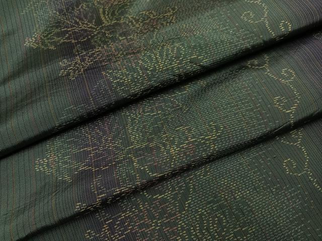 平和屋着物●本場大島紬　花唐草間道　正絹　逸品　AABH4187ph