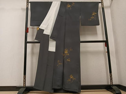 平和屋着物●訪問着　手描き　松　暈し染め　金彩　正絹　逸品　AABH4189ph