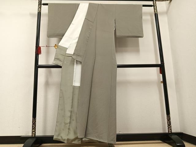 平和屋着物●上質な色無地　利休白茶色　正絹　逸品　AABH4190ph