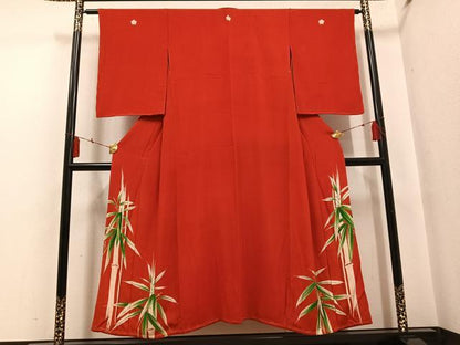 平和屋着物●アンティーク　大正ロマン　色留袖　笹竹文　正絹　逸品　AABH4191ph