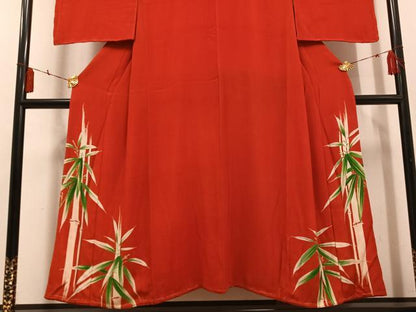平和屋着物●アンティーク　大正ロマン　色留袖　笹竹文　正絹　逸品　AABH4191ph