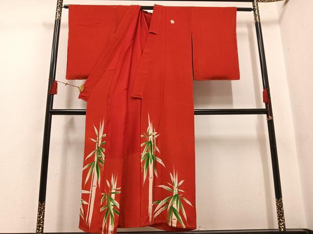 平和屋着物●アンティーク　大正ロマン　色留袖　笹竹文　正絹　逸品　AABH4191ph