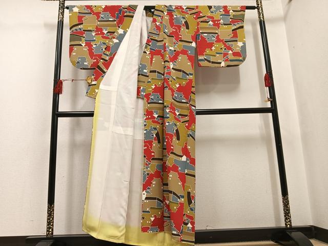 平和屋着物●上質な小紋　城　天守　正絹　逸品　AABH4193ph 平和屋着物○上質な小紋 城 天守 正絹 逸品 AABH4193ph
