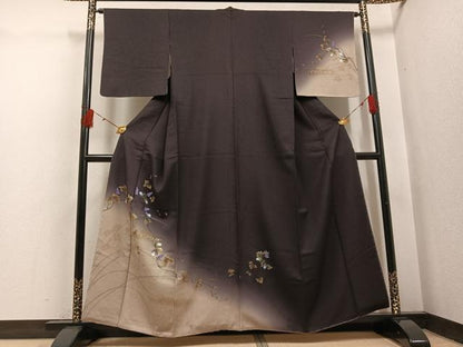 平和屋着物●訪問着　手描き　蔦の葉文　暈し染め　金銀彩　正絹　逸品　未使用　AABH4195ph