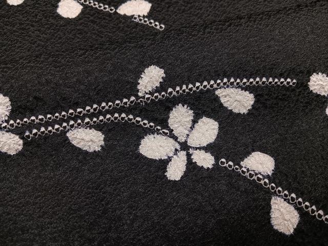 平和屋着物●訪問着　絞り　枝花文　黒地　正絹　逸品　AABH4198ph