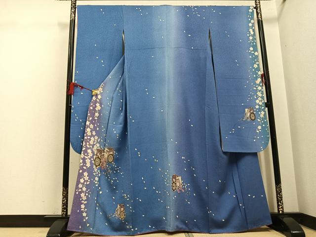 平和屋着物●豪華振袖　御所車桜文　暈し染め　金彩　さが美扱い　正絹　逸品　AABH4200ph