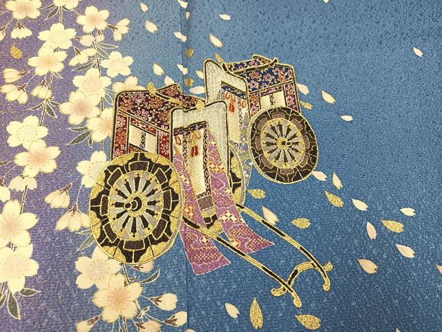 平和屋着物●豪華振袖　御所車桜文　暈し染め　金彩　さが美扱い　正絹　逸品　AABH4200ph 平和屋着物○豪華振袖 御所車桜文 暈し染め 金彩 さが美扱い 正絹 逸品