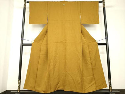 平和屋着物●上質な色無地　桑茶色　正絹　逸品　AABH4202ck