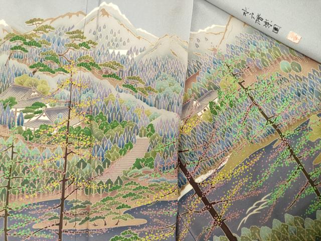 平和屋着物●豪華色留袖　作家物　水戸階楽園　正絹　逸品　AABH4203ck